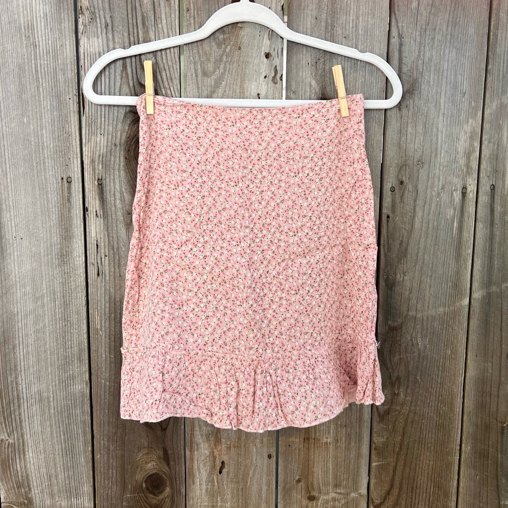 Brandy Melville Pink Floral Skirt